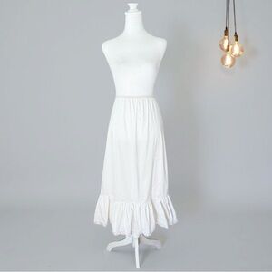 Vintage 1970s Opalaire White Nylon Lace Slip Skirt Made in USA ILGWU Label